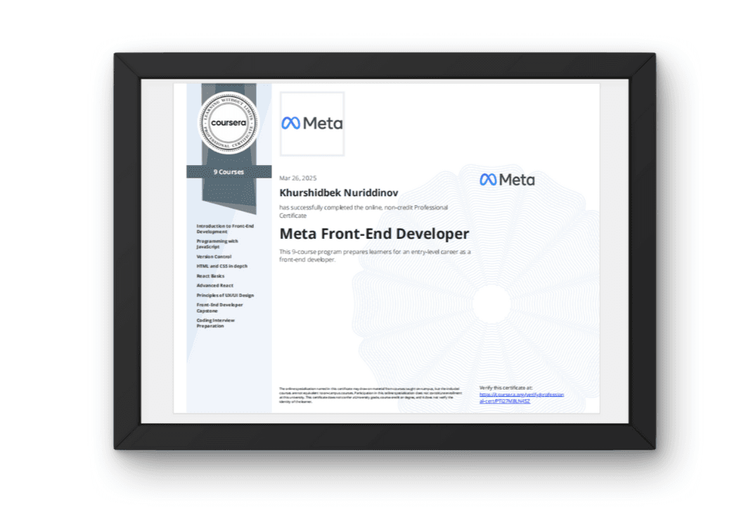 Meta Front-End Developer (Professional)